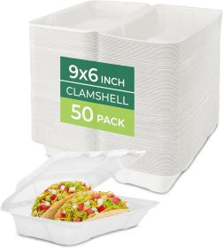 Clamshell Food Containers with Lids [9x6 50-Pack] Disposable To Go Containers